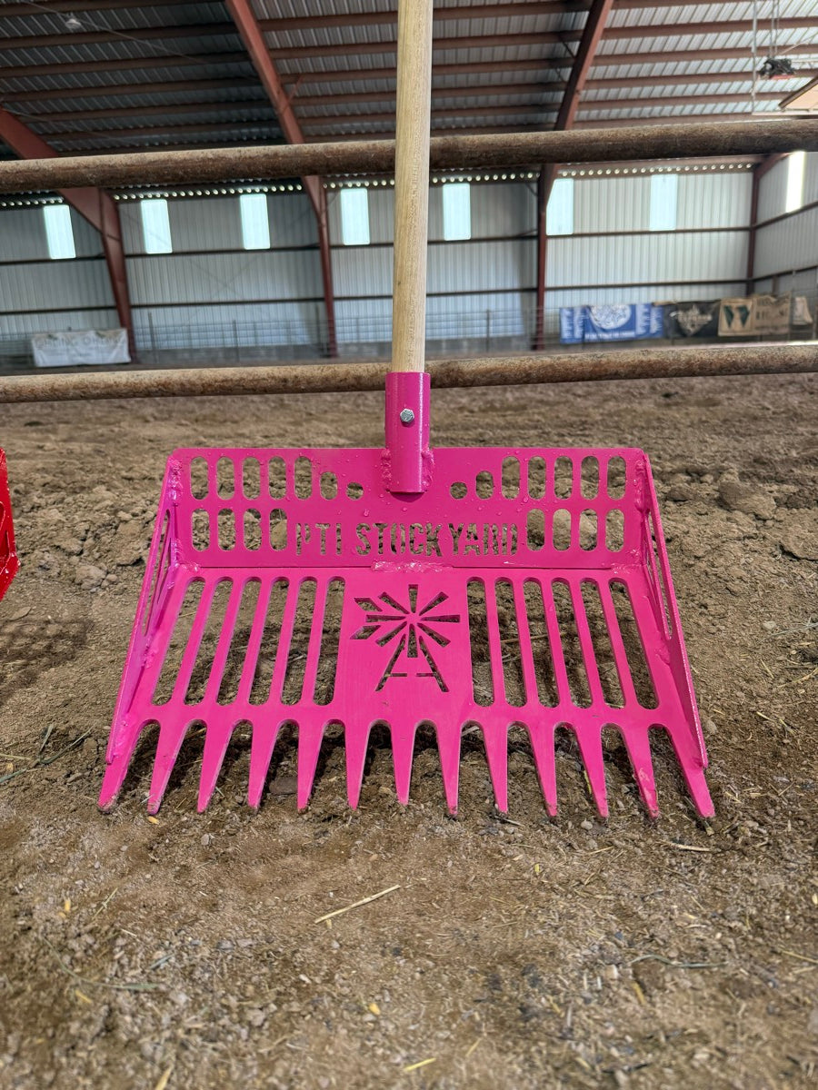 Pink PTI Stock Yard heavy-duty stall fork